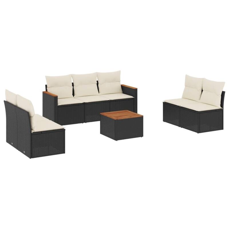 vidaXL Patio Sofa Set with Cushions Outdoor Conversation Furniture Poly Rattan