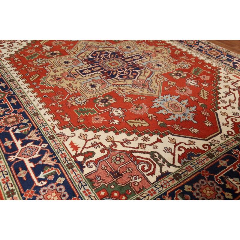 Orange Heriz Serapi Indian Area Rug Handmade Wool Carpet - 9'0"x 11'9"
