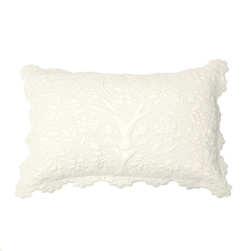Adeline Floral Quilt - Antique White - King Sham