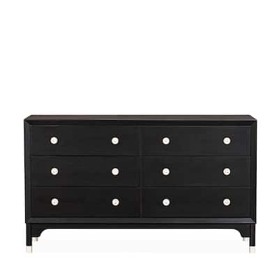 Furniture of America Forma Mid-Century Modern Black Solid Wood 6-Drawer Dresser