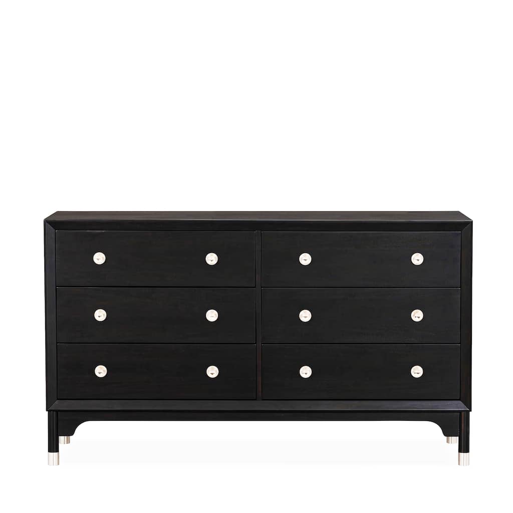 Furniture of America Forma Mid-Century Modern Black Solid Wood 6-Drawer Dresser