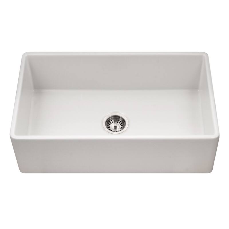 Houzer PTG-4318 Platus 33" Farmhouse Single Basin Fireclay Kitchen - White