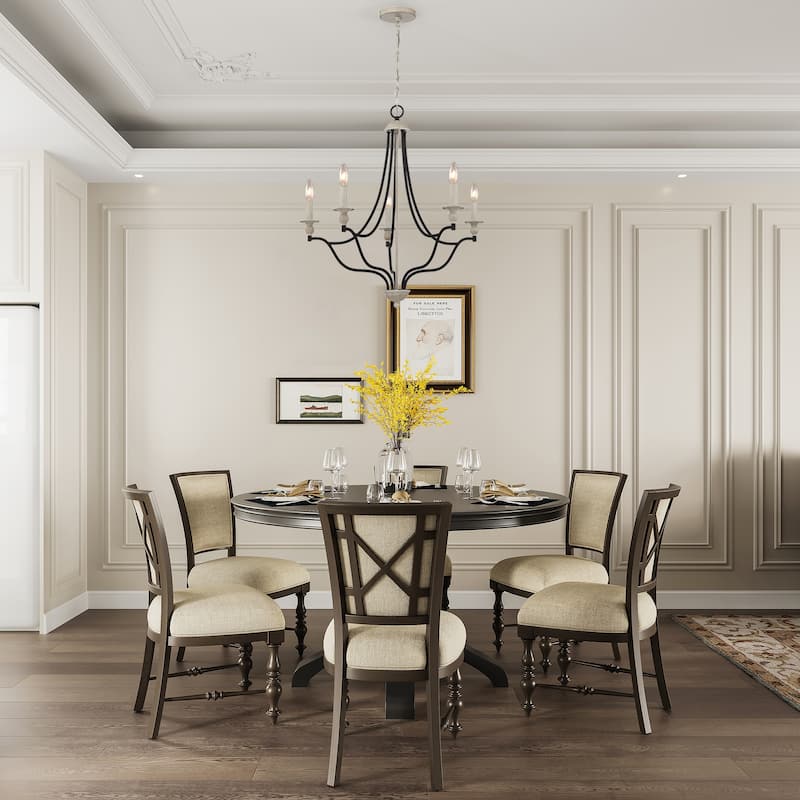 Farmhouse 5-light French Country Candle Chandelier for Dining Room with UL Certified - 27.5 inches