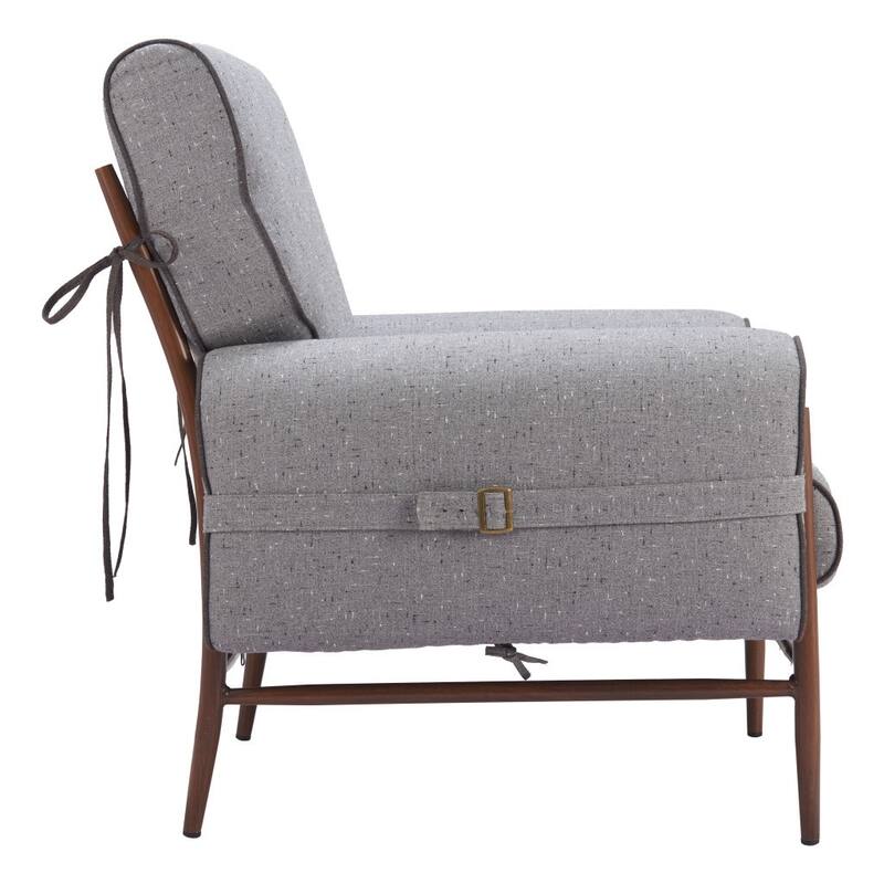 HomeRoots 34" Gray And Brown Upholstered Arm Chair - 34' X '37' X '35