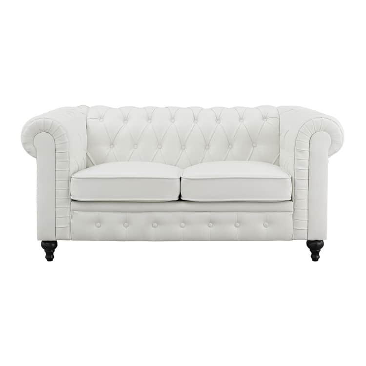 Everett Chesterfield Love Seat & Sofa - Rolled Arms, Tufted Cushions, 2- and 3-Seater Sectional Couch for Small Spaces