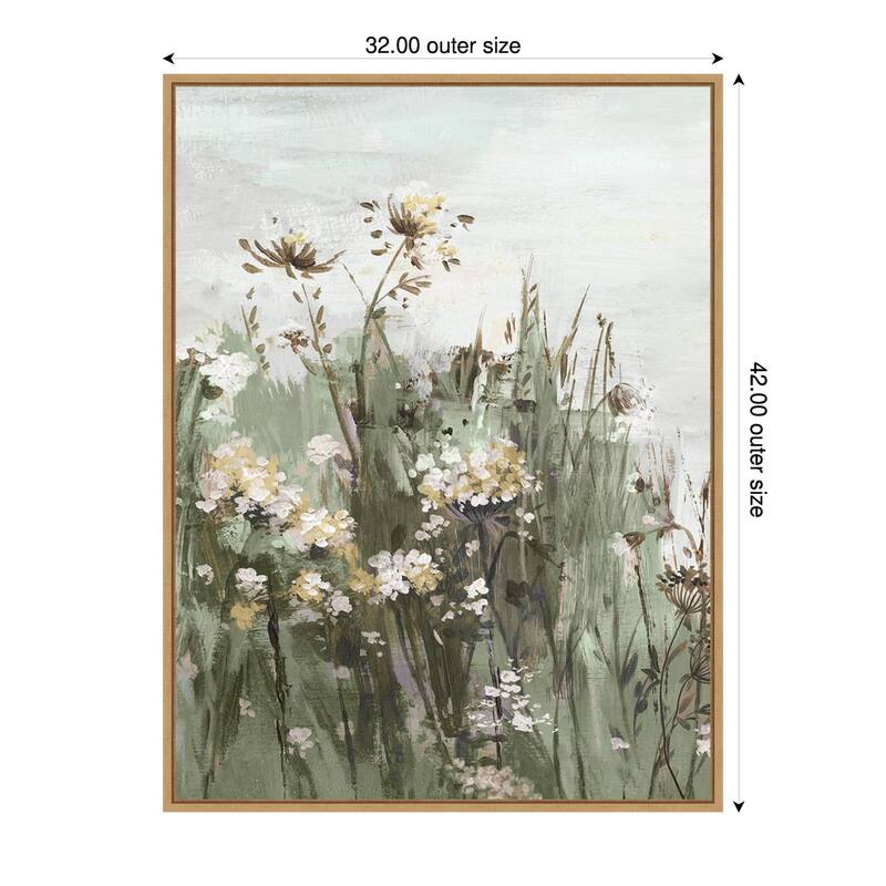 Wildflowers in a Gentle Breeze No. 2 by PI Studio Framed Canvas Wall Art Print - 32 x 42 in