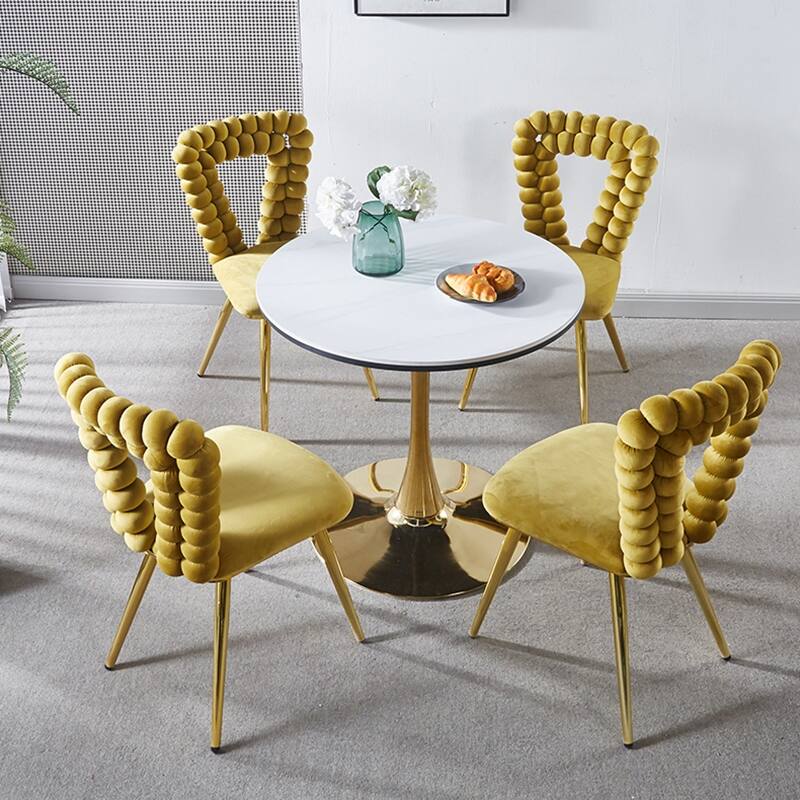 Modern Chair(set of 4 ) with Iron Tube Legs, Soft Cushions and Comfortable Backrest, Suitable for Dining Room, Living Room