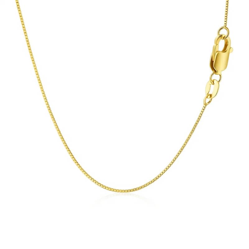MayaMila 14k Yellow Gold Classic Box Chain 0.6mm