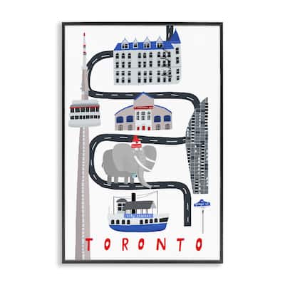 Stupell Toronto Whimsical Travel City Framed Giclee Art Design By Carla Daly