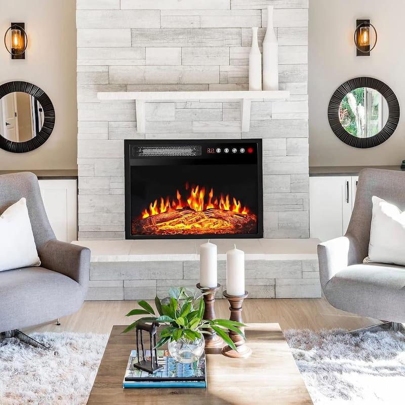 BOSSIN 18/23 inches Electric Fireplace Heater, 750/1500W Electric Fireplace Insert with Overheating Protection