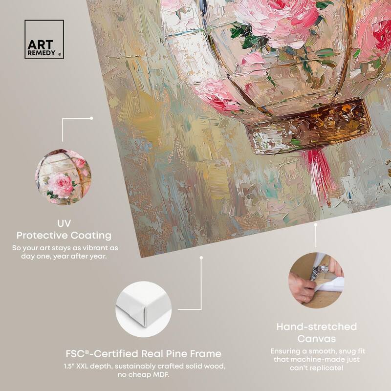 Rose Garden Lantern Canvas by Art Remedy, Gallery Wrapped