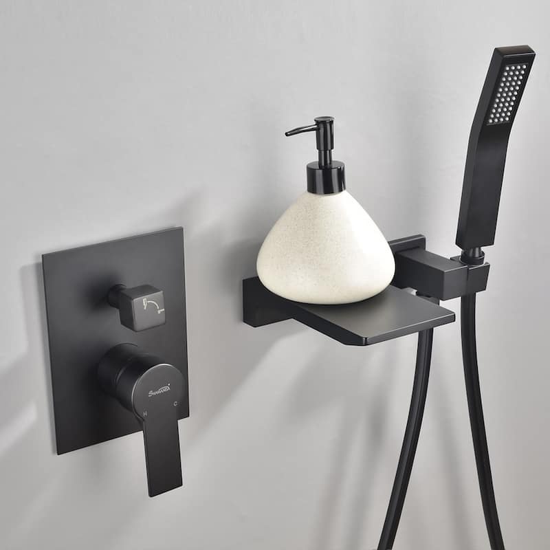 Clihome Waterfall Wall Mounted Bathtub Faucet with Hand Shower