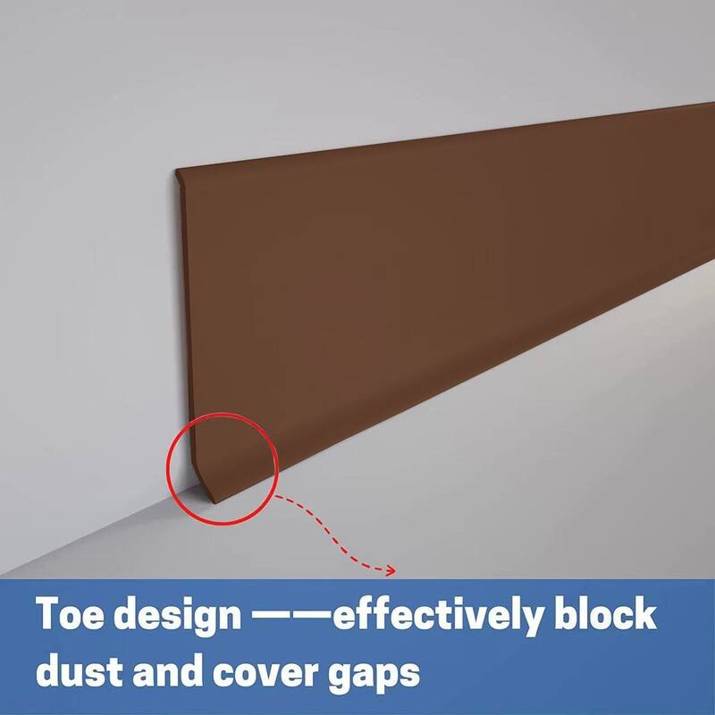 4in x 20ft Self-Adhesive PVC Flexible Baseboard Moulding Trim - Brown