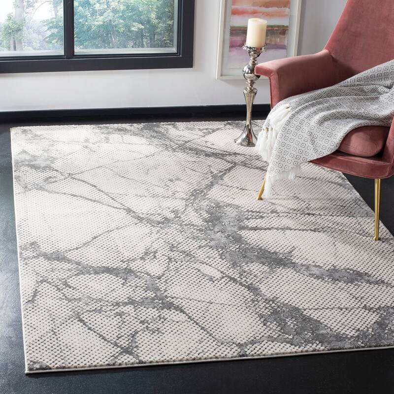 SAFAVIEH Lurex Rosita Modern Abstract Polyester Rug - 4' x 6' - Ivory/Grey