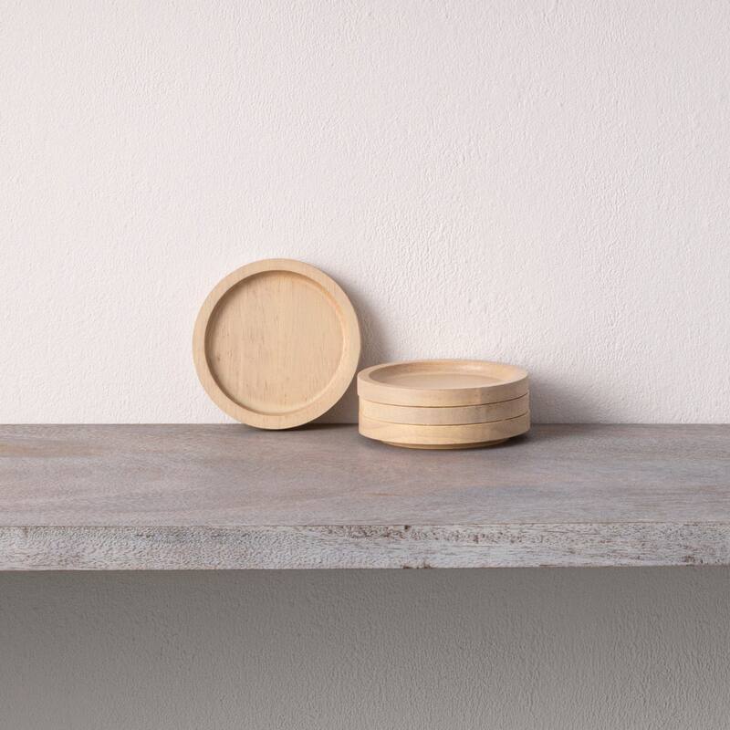 Noritake Hammock Wood Set of 4 Coasters, 3.75"