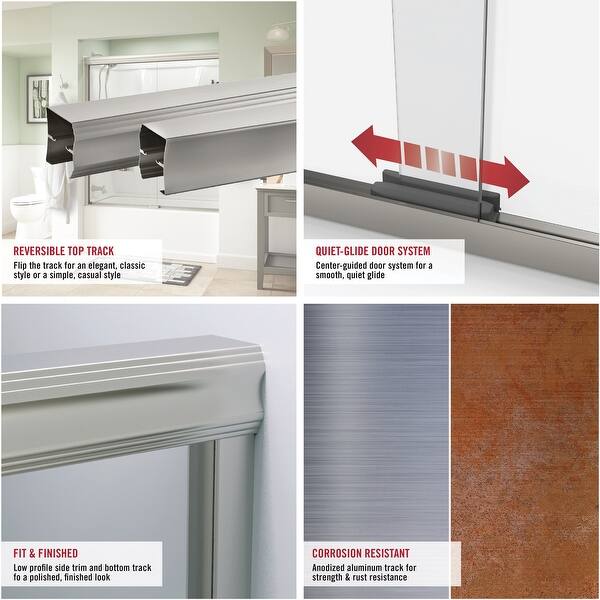 Shop Delta Sd3956972 Classic 48 Wide Sliding Semi Frameless Shower Door Nickel Overstock 29567811