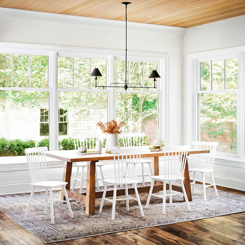 Coastal Set of 6/4/2 Windsor Solid Wood Dining Chairs Modern Wood Frame Side Chairs for Kitchen and Dining Room