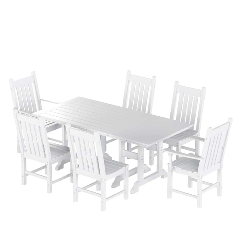 Laguna Hdpe All Weather Outdoor Patio Dining Set with Rectangle Table, Side Chairs (7-Piece Set)