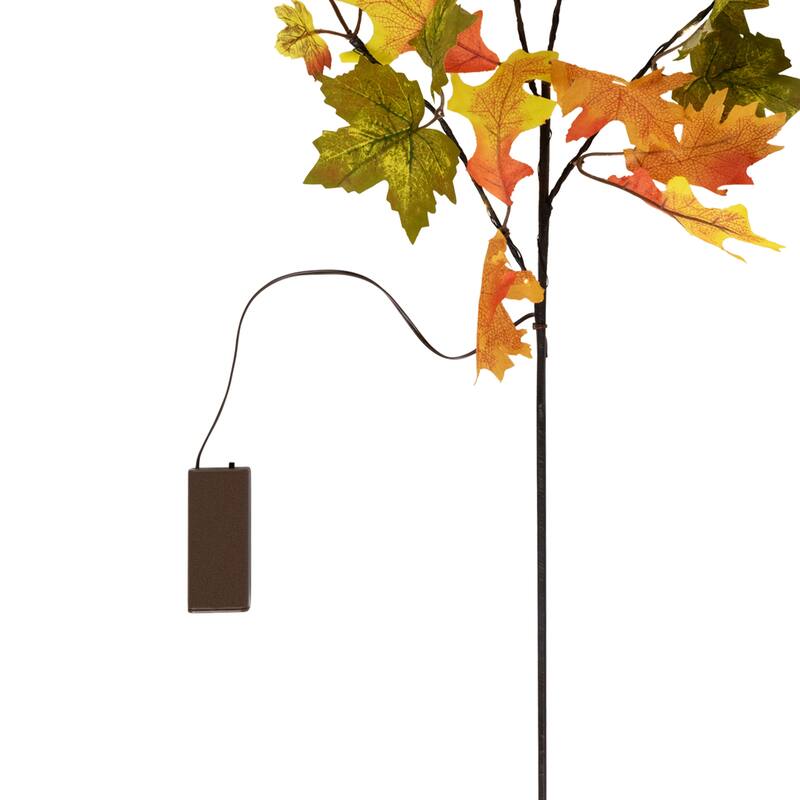 Lighted Maple Leaves Fall Harvest Spray - 30" - Warm White