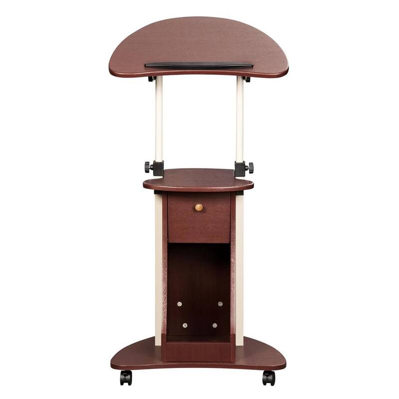 Sit-to-Stand Rolling Adjustable Laptop Cart With Storage