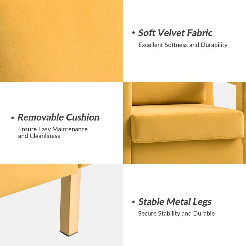 Valentina Comfy Accent Armchair with Golden Metal Legs and Removable Cushions by HULALA HOME