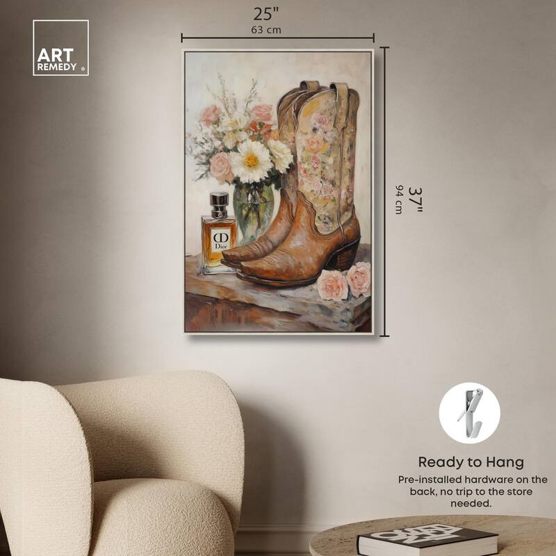 Delicate Floral Boots Canvas by Art Remedy