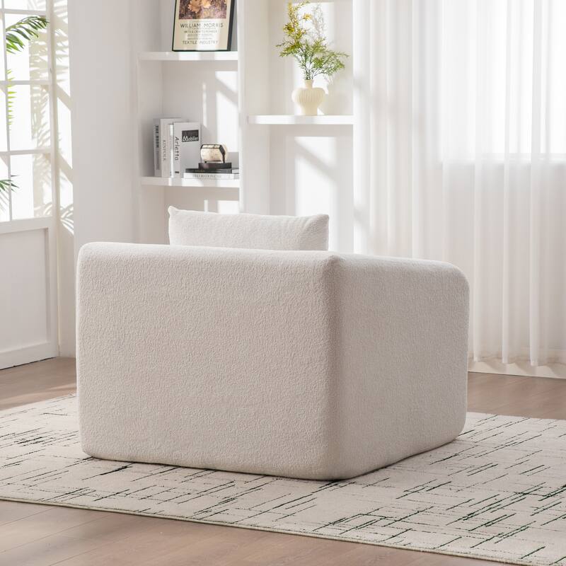 40" Convertible Chenille Floor Sofa Bed, Foldable Boneless Mattress Cloud Single Couch Lounge Chair with Armrest & Pillow