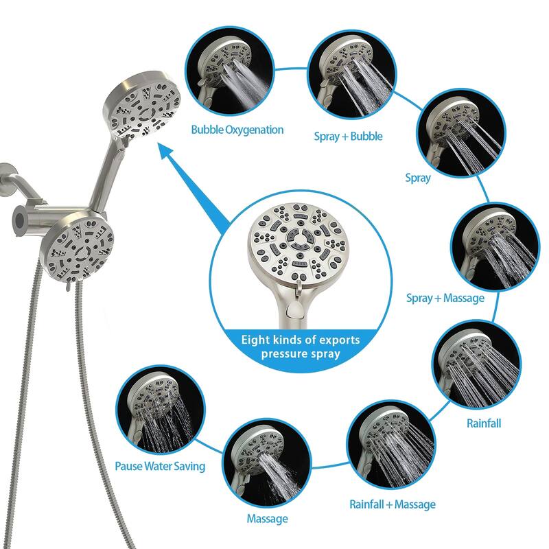 Topcraft Wall Mount Multi-Functional Dual Head Showerhead