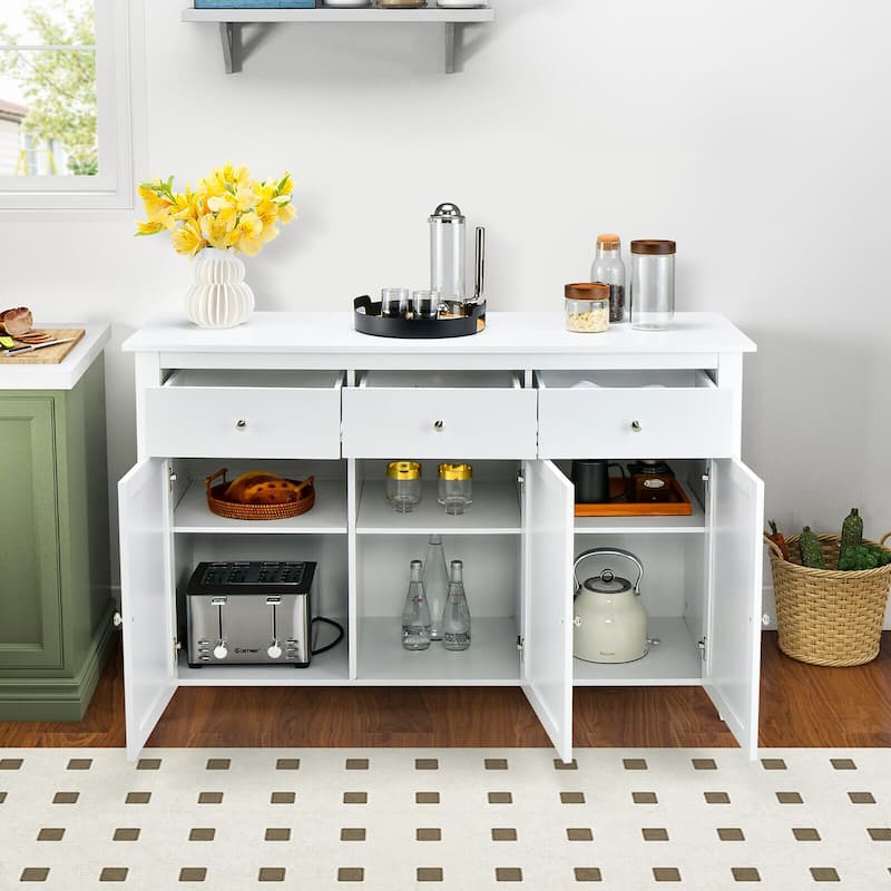 Gymax Buffet Sideboard Kitchen Storage Cupboard Wooden Bar Cabinet w/