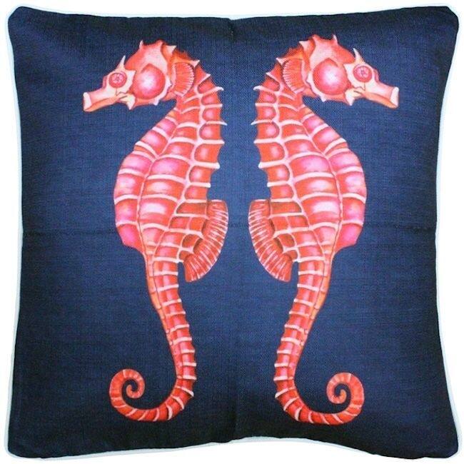 Sea Island Sea Horse Reflect Throw Pillow
