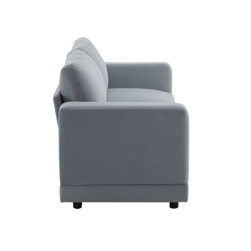 Modern Square Arm Sofa Couch, 81" Upholstered Living Room Loveseat Sofa with Wood Frame, Velvet Fabric Sofa for Bedroom