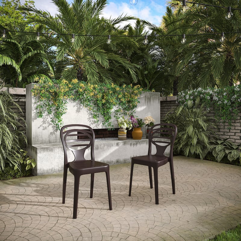 Kova outdoor patio chairs set of two - Brown