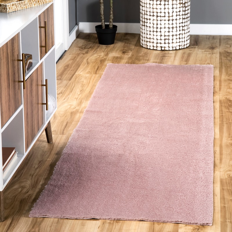 Nuloom Loni SuperiorWash Solid Machine Washable Shag Area Rug - 2' 6" x 8' - Pink - Runner