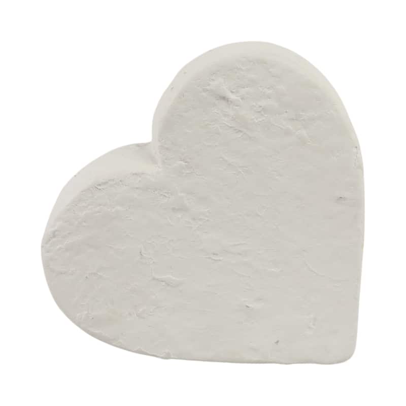 Ecomix Heart-Shaped Decorative Sculpture Boho Accent - 8" Ivory - 8" x 3" x 8" - 8" x 3" x 8" - Ivory/beige
