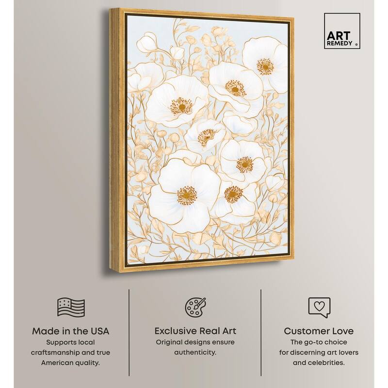 White and Gold Poppies I Canvas by Art Remedy