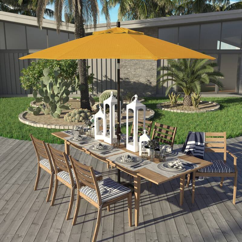 California Umbrella 9' Rd. Aluminum Market Umbrella, Deluxe Crank Lift with Collar Tilt, Bronze Frame Finish, Olefin Fabric