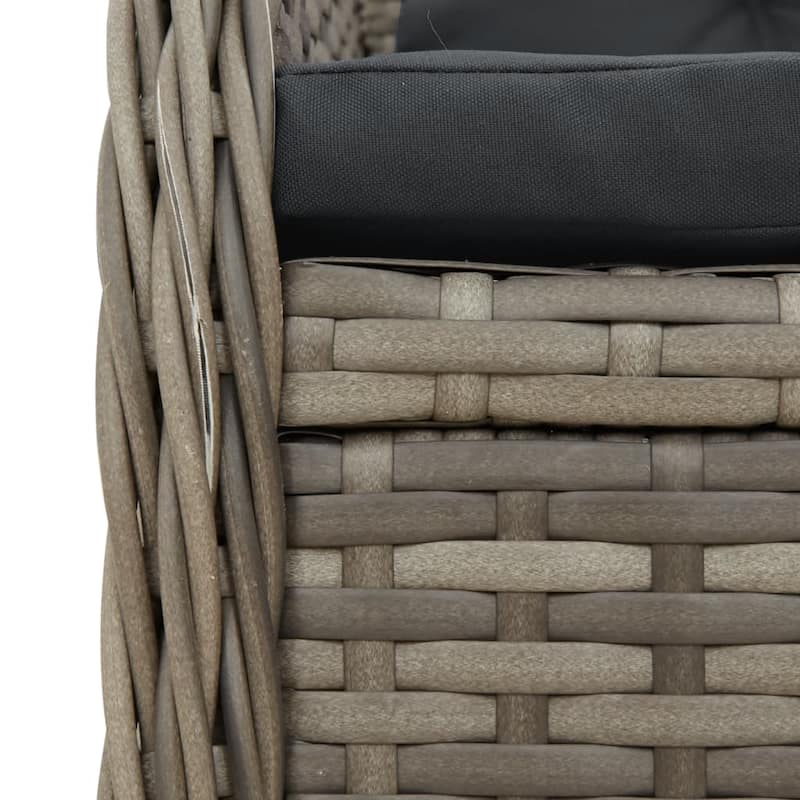 vidaXL Garden Dining Set Grey PE Rattan One Size Adjustable Armrests - 63" x 31.5" x 29.1"/ 6
