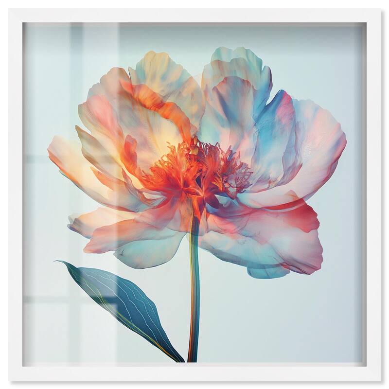 Peony Phases Shadowbox by Art Remedy - White - 16" x 16"