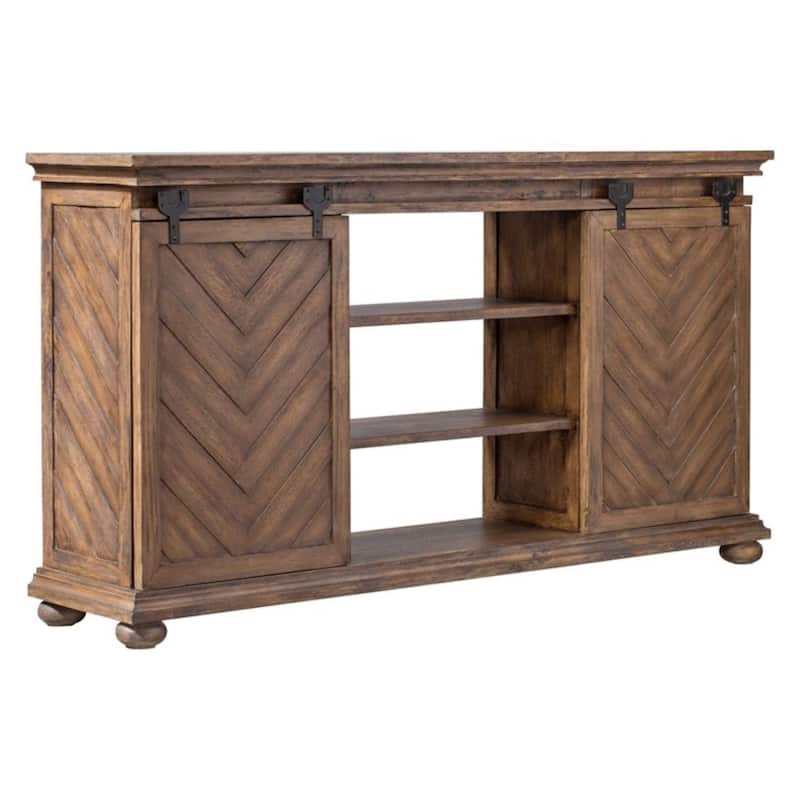 62" Black and Brown Chevron Primalia Barn Door Media Console