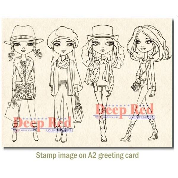 Shop Deep Red Stamps City Girls Fall Fashion Rubber Cling Stamps
