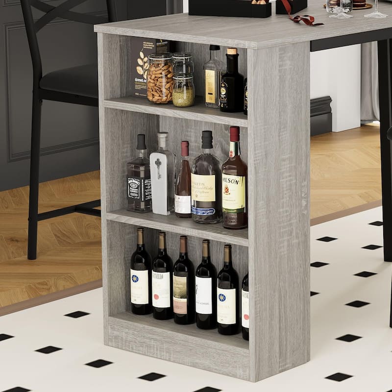 3-Piece 36in Wooden Counter Height Dining Table Set for Kitchen, Bar Table and Chairs