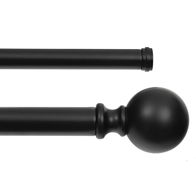 Utopia Alley Wall Mounted Window Treatment Telescoping Double Curtain Rod Set with Classic Cap, 1-Inch Diameter, Black