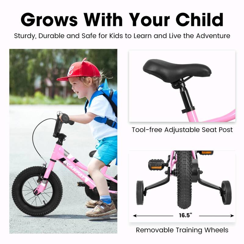 Kids' 18-Inch Bike - 1-Speed, For 3-5 Years, Removable Training Wheels, Baby Toys