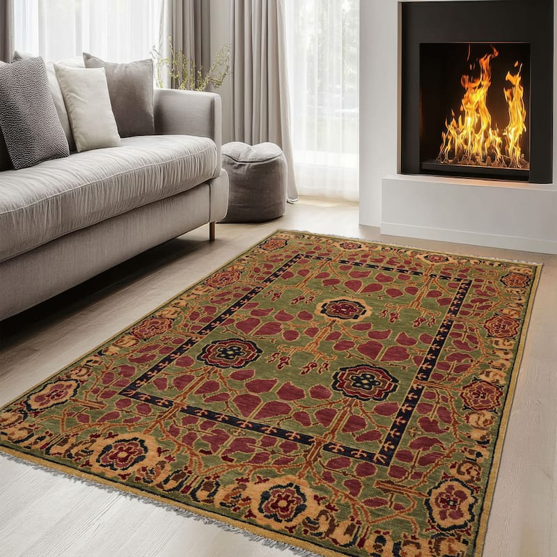 Sage 8'x10' Hand Knotted Arts and Crafts Mission Oushak Area Rug - 8' x 10' - 8'  x 10' - Sage - Rectangle