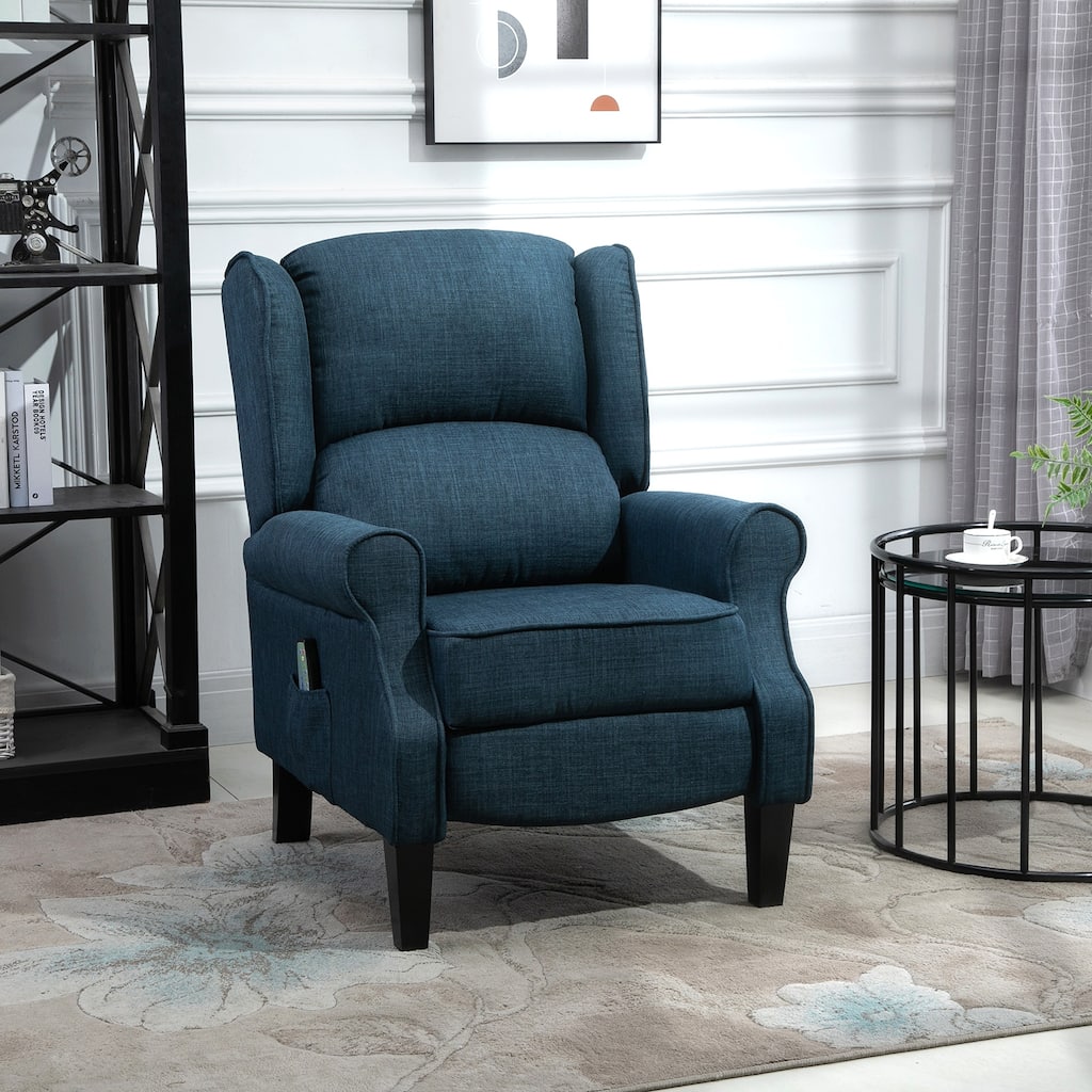 HOMCOM Wingback Heated Vibrating Massage Chair,Accent Sofa Upholstered Massage Recliner Chair Push-back with Remote Controller