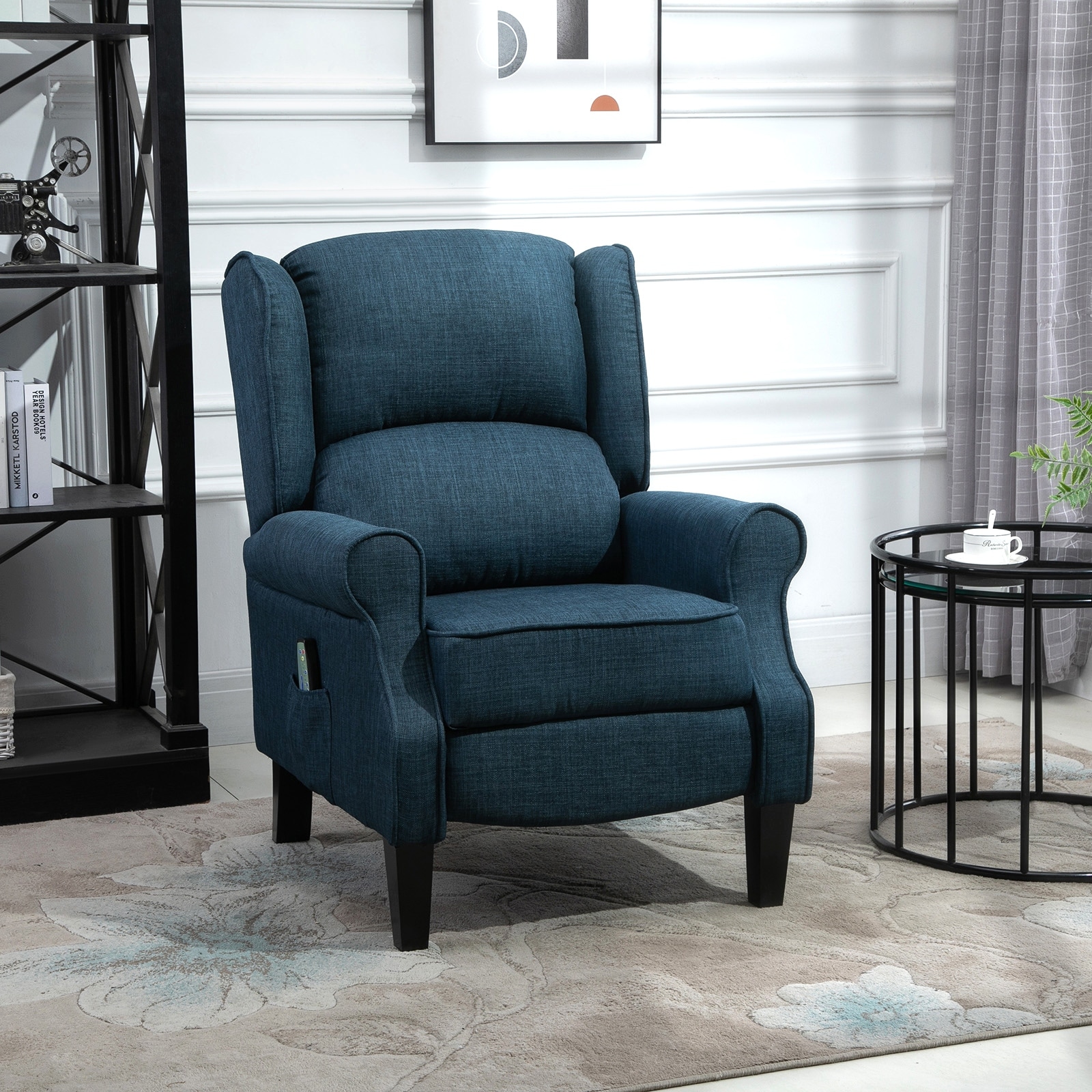 Homcom polyester linen fabric swivel gliding recliner discount chair