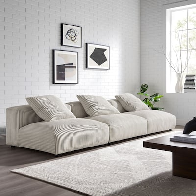 Solace 3-Piece Modular Corduroy Upholstered Sofa