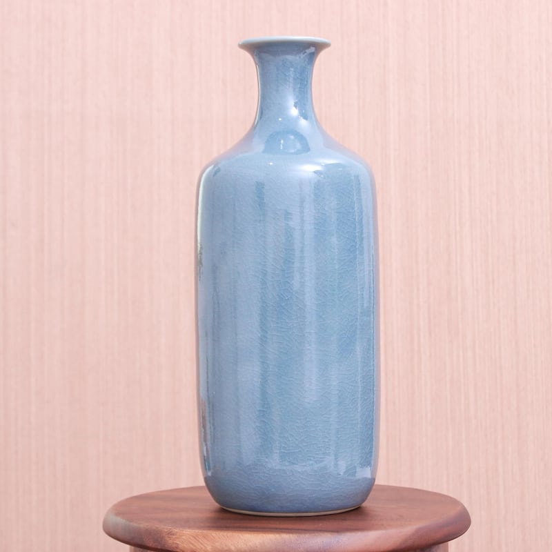 Novica Handmade Truest Blue Celadon Ceramic Vase