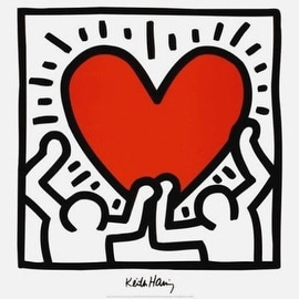 keith haring two figures with heart