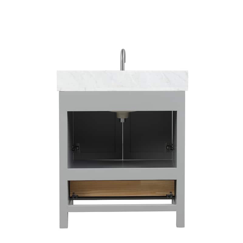 Blossom Geneva 30" Bathroom Vanity with Marble Top, Sink & Mirror